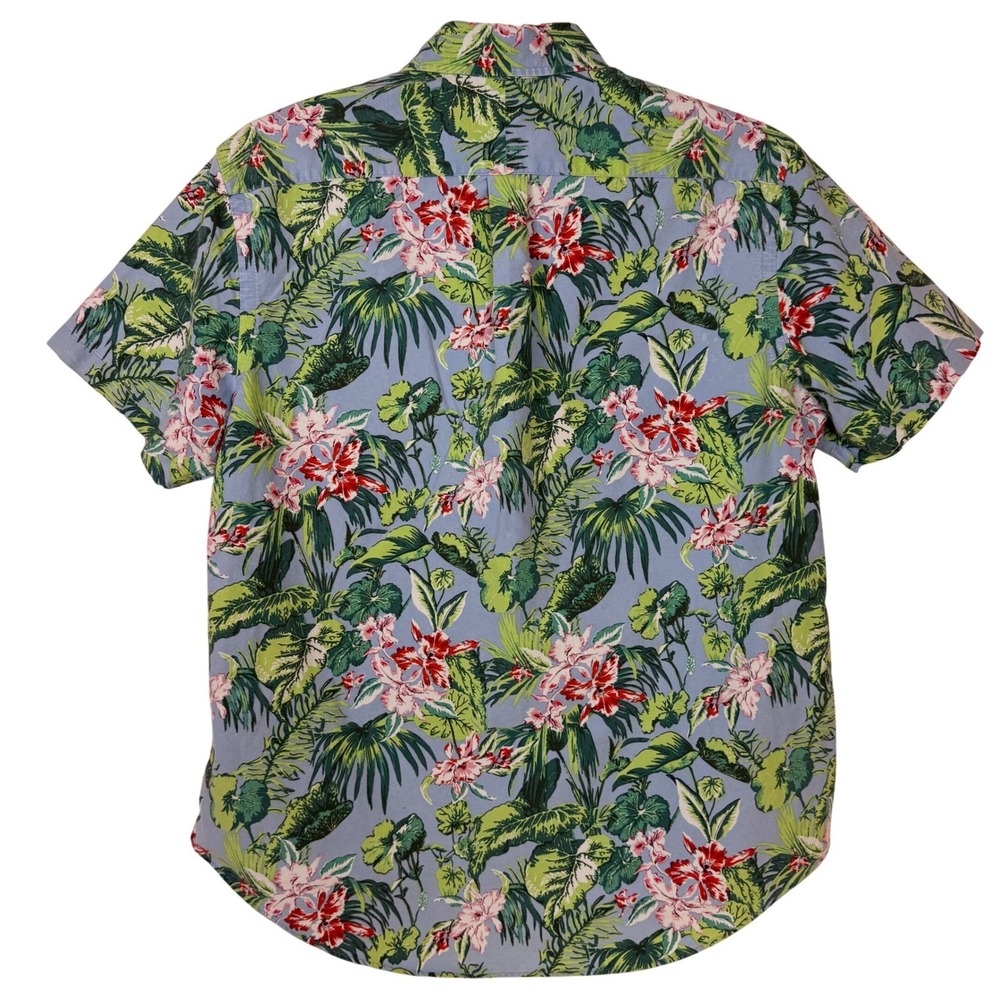 Ralph Lauren Shirt Button Down Mens Large Short Sleeve Blue Tropical Floral - Picture 3 of 14